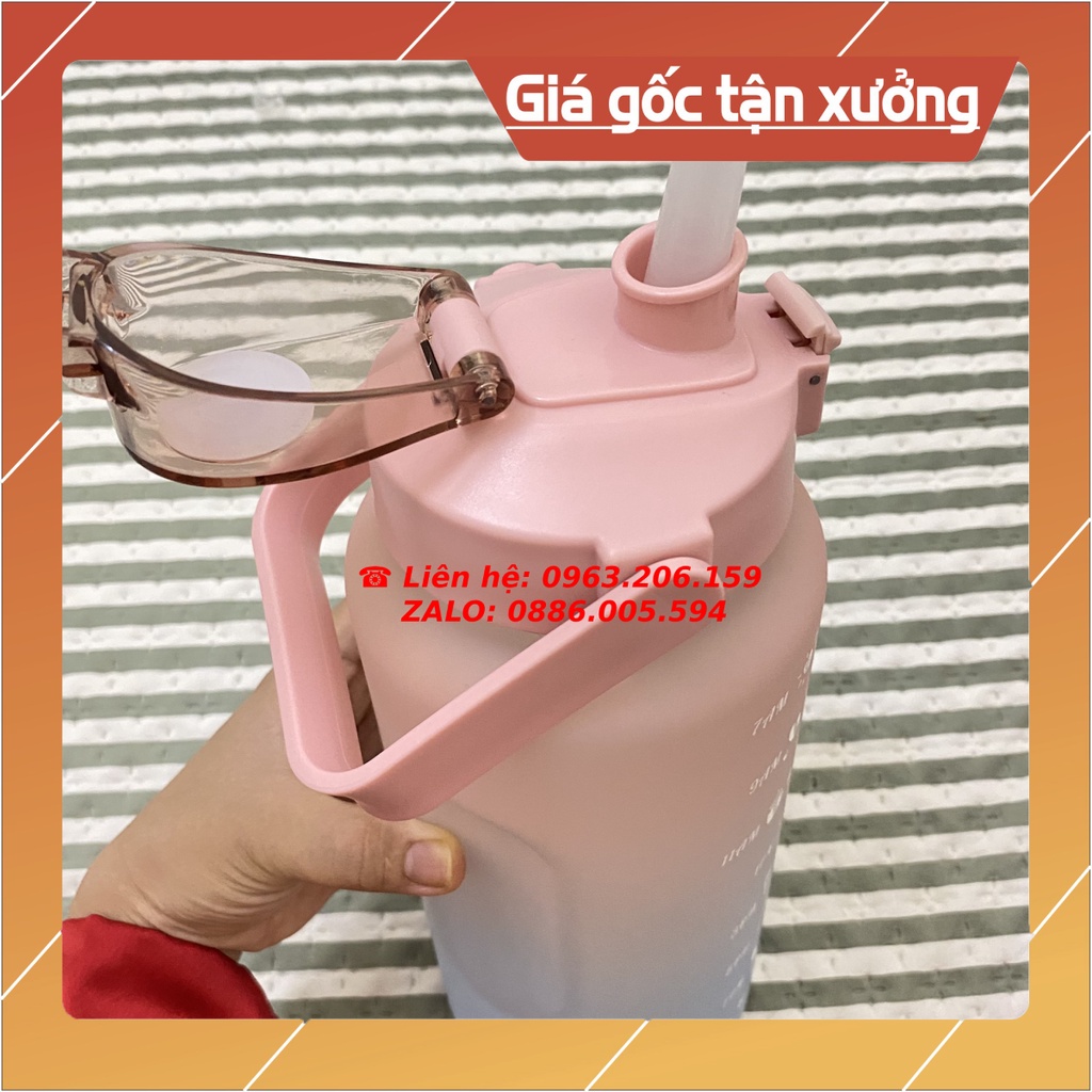 [HOT] Bình nước có quai xách, ống hút BIG size 2000ml