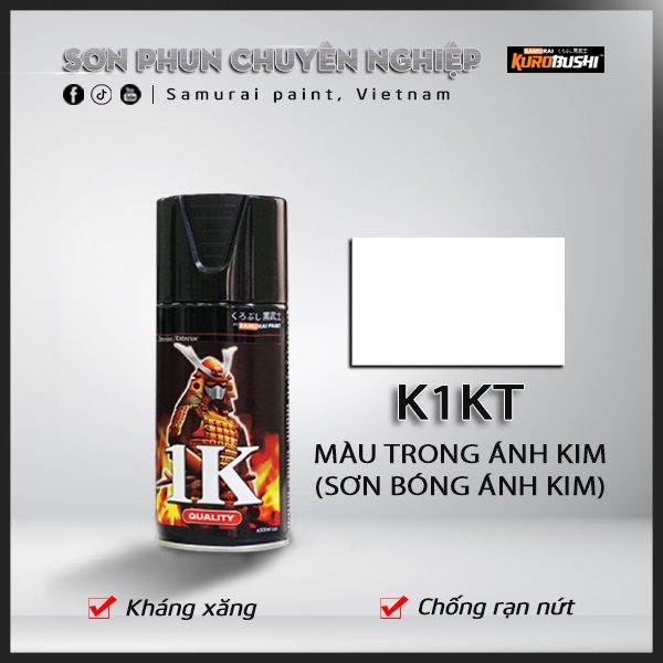 Sơn xịt Samurai Kurobushi - BÓNG KIM TUYẾN K1KT (300ml)