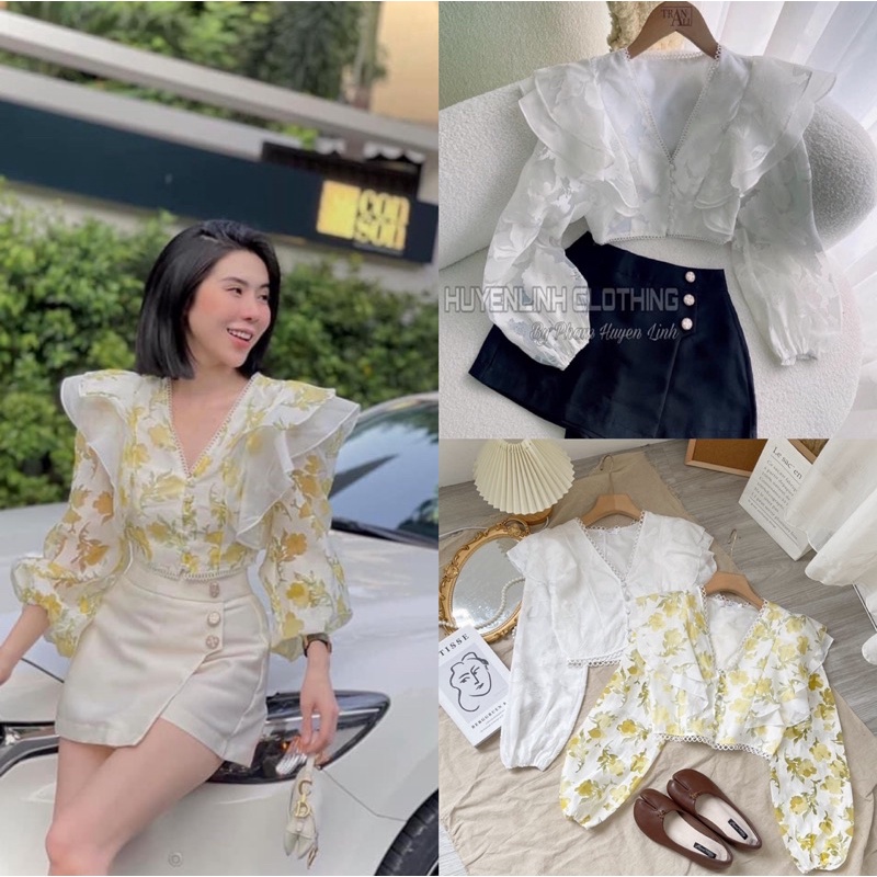 [HÀNG SẴN]ÁO CROPTOP REN BÈO CÁNH TIÊN SANG CHẢNH