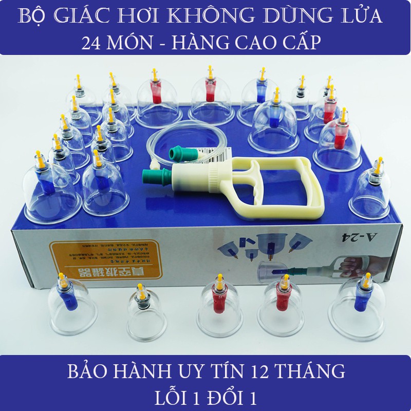 (BH 12 Tháng) Bộ Giác Hơi 24 Cốc Hút Chân Không Không Dùng Lửa Hàng Nhập Khẩu Chính Hãng Nhựa Nguyên Sinh Cực Tốt
