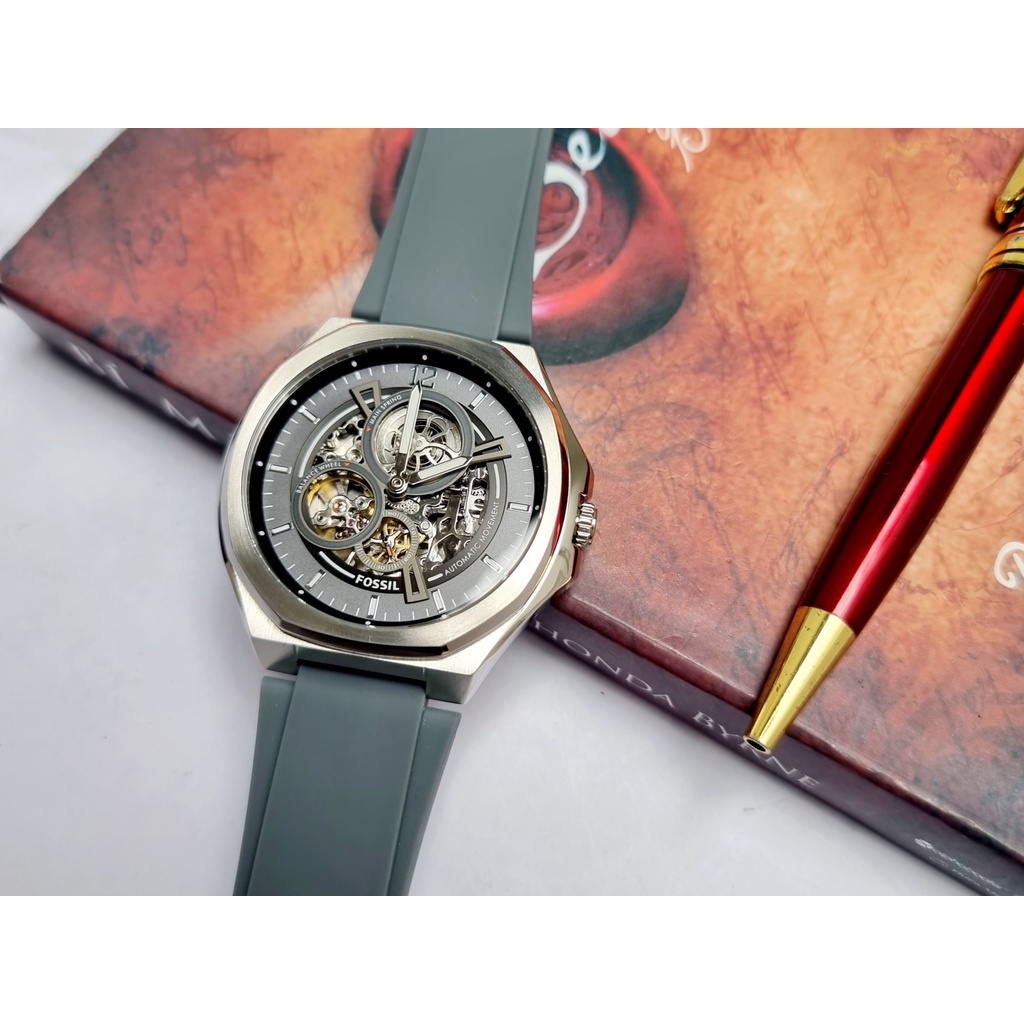 Đồng Hồ Nam Fossil BQ2623 Automatic Dây Casu Mặt Trắng