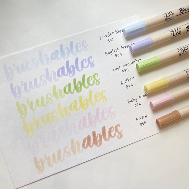 Bút viết thư pháp hiện đại Marker Kuretake Zig Brushables Brush Pen 2 đầu Nhật Bản (Màu lạnh)