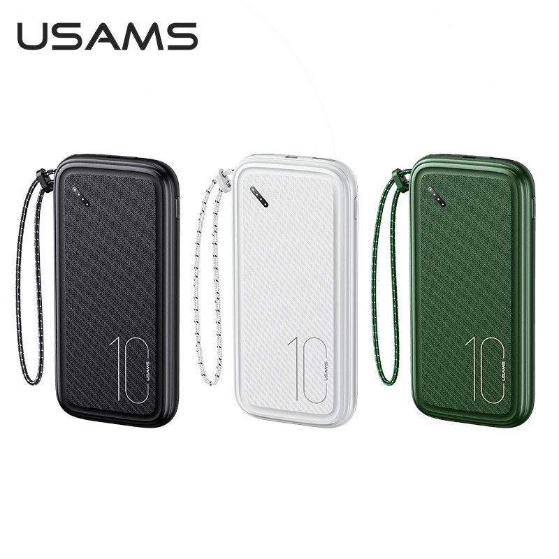 Sạc dự phòng USAMS 10000mAh hai cổng có màn hình điện tử và dây buộc