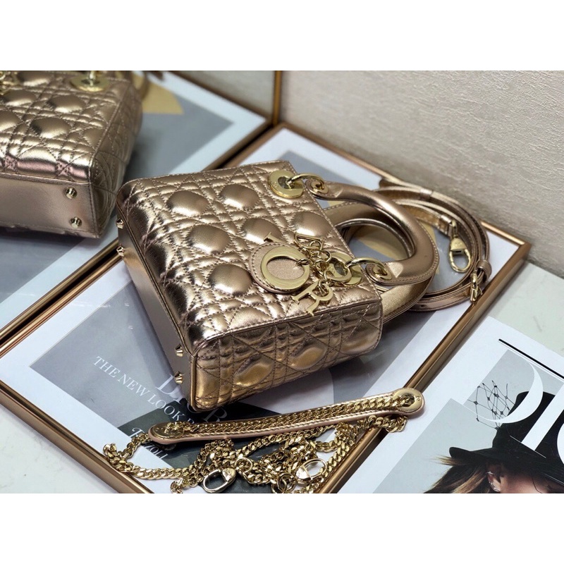 Túi xách/đeo chéo size nhỏ da thật cao cấp thương hiệu Dior CD Lady Mini size 17cm hàng vip