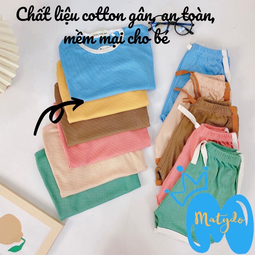 Bộ quần áo bé trai bé gái cộc tay cotton tăm mềm mịn thấm hút mồ hôi cho trẻ 7-17kg