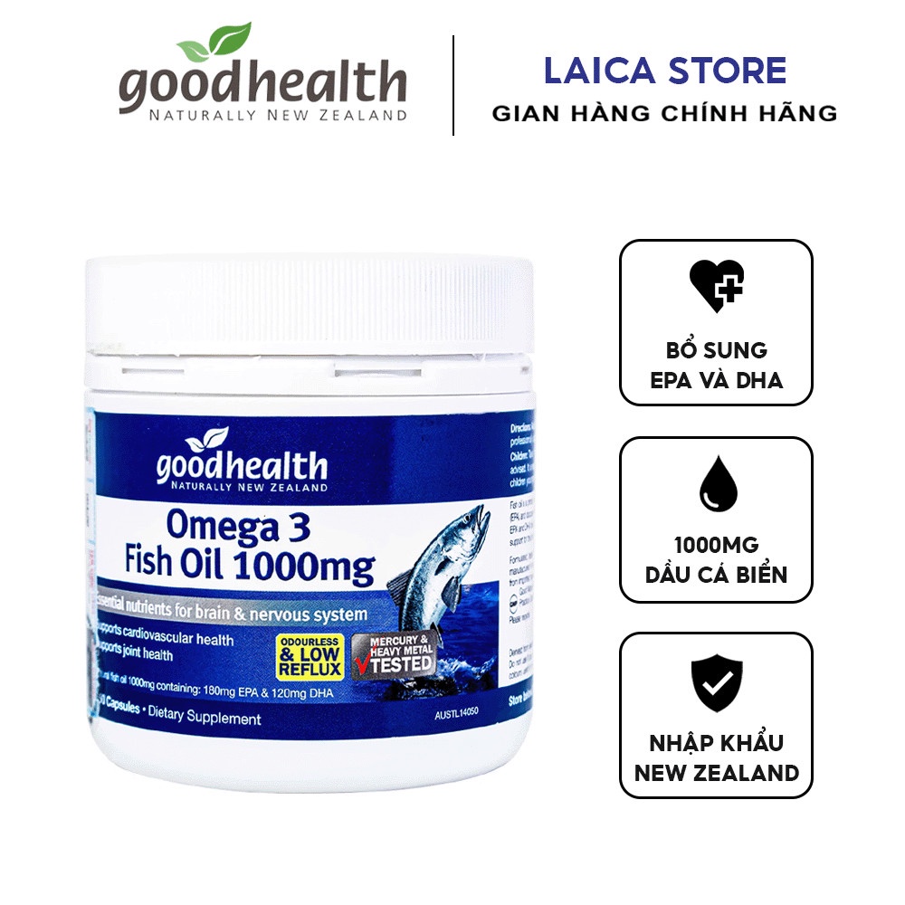 Dầu Cá Goodhealth Omega 3 Fish Oil - Hỗ trợ tim mạch - bổ não, bổ mắt - Hộp 150v