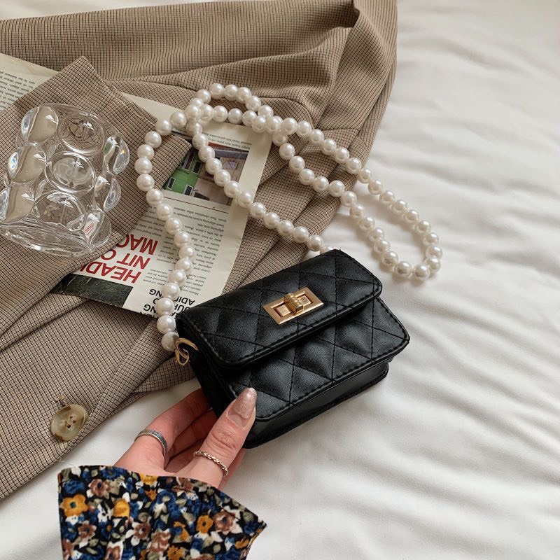 Túi đeo chéo mini, túi xách nữ đẹp khóa xoay dây ngọc cao cấp đi chơi PK 417