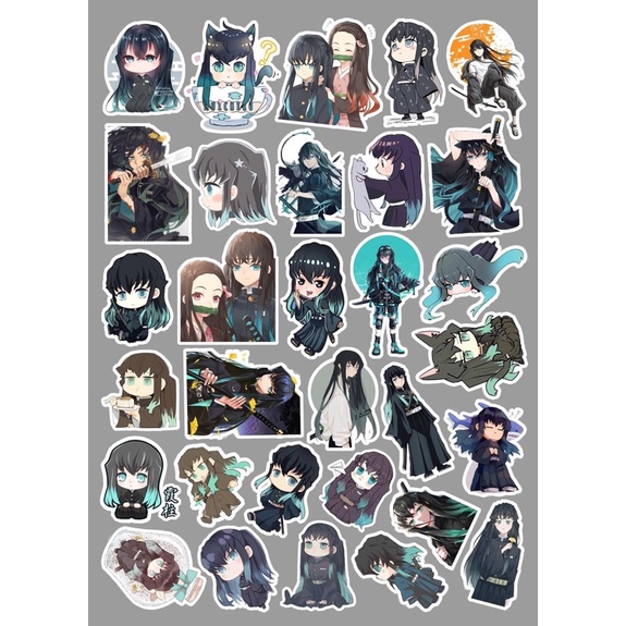 31 sticker muichirou ép lụa khác nhau/ hình dán muichirou kimetsu no yaiba