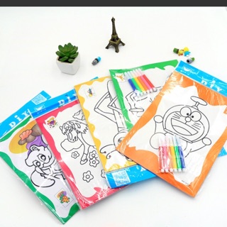 Set tranh tô màu (2 tranh 6 bút màu)