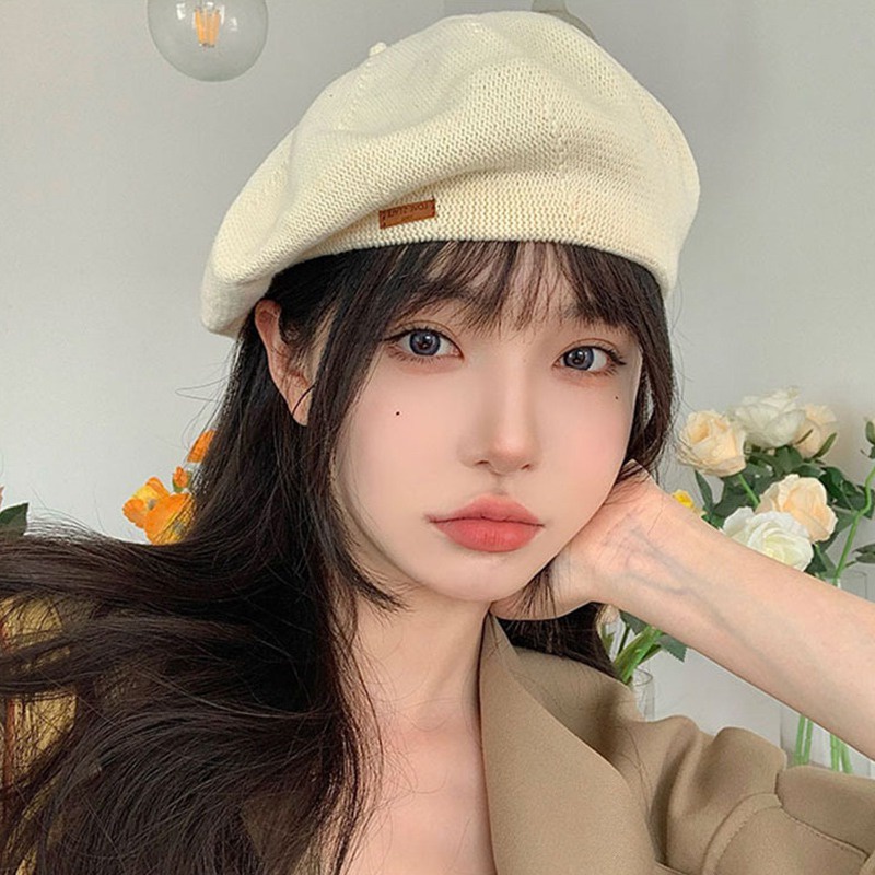 Mũ Beret Da Màu Trơn Phong Cách Hàn Quốc Cho Nữ