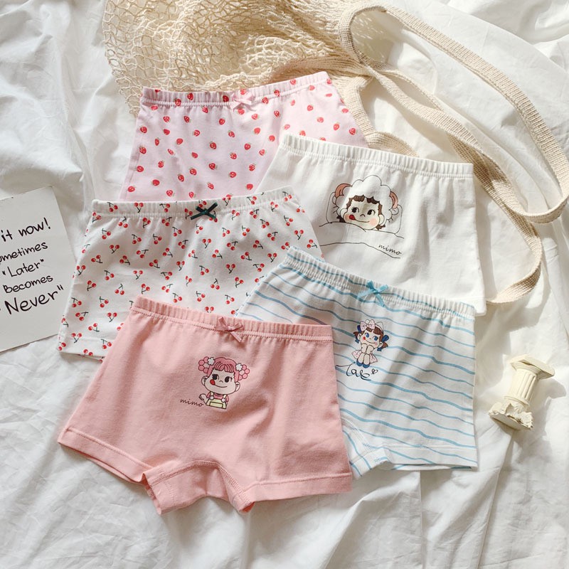 Set 5 quần lót cotton in họa tiết trái cây dễ thương cho bé gái