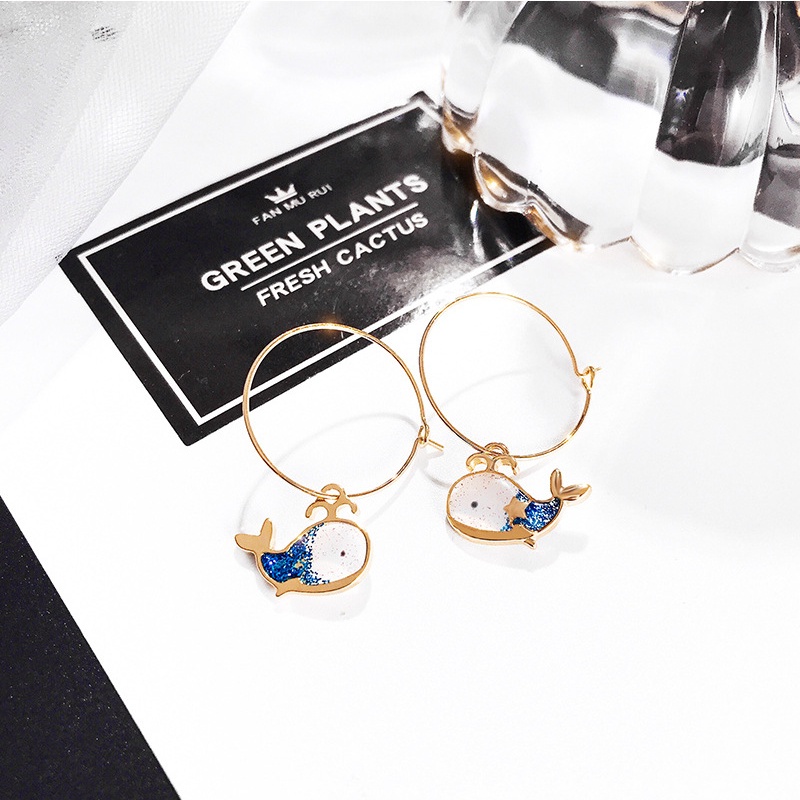 Bông Tai Hình Cá Voi Dễ Thương Thời Trang Cho Nữ