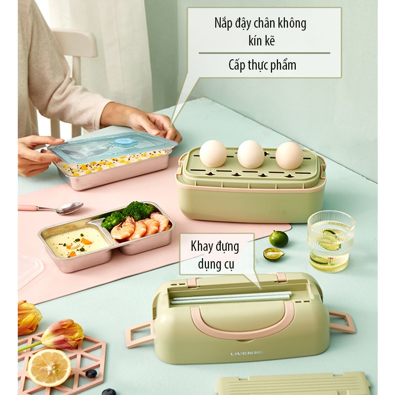 Hộp Cơm Cắm Điện Giữ Nhiệt Liven FH18, Hộp Cơm Điện Đa Năng Hấp Đồ Ăn Chính Hãng