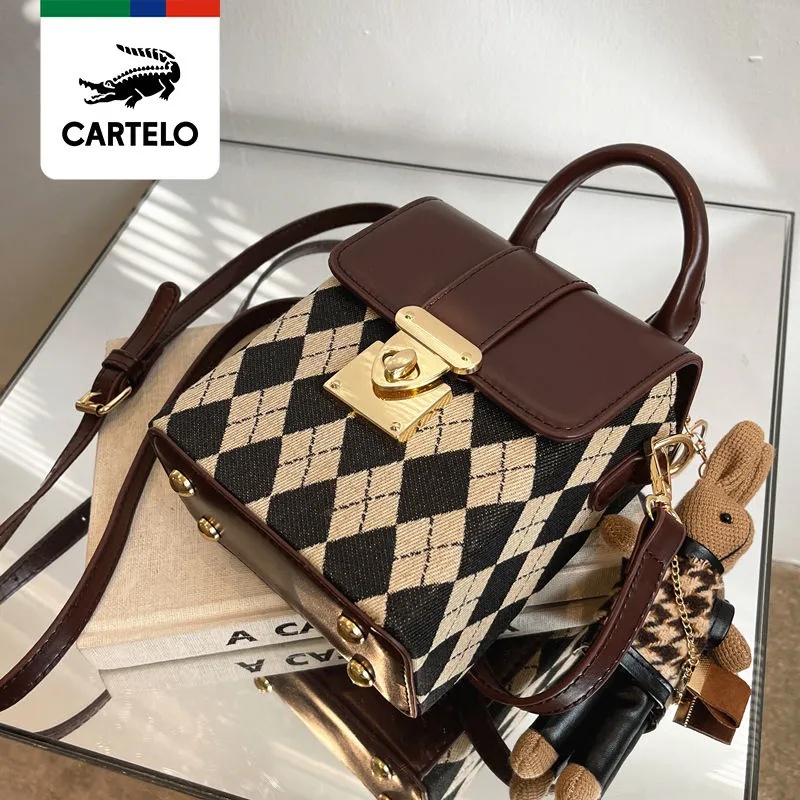 Túi Đeo Chéo Vuông Họa Tiết Vân Kim Cương Thời Trang Nữ kf088