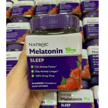 Kẹo ngủ ngon, hỗ trợ giấc ngủ Natrol Gummies Melatonin 5mg - 10mg của Mỹ lọ 90v
