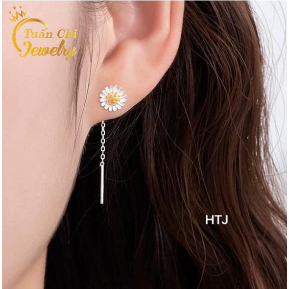 Bông Tai Bạc ⚡ BẠC ĐẸP⚡ Khuyên Tai Bạc Nữ Họa Tiết Cúc Họa Mi, Cúc Khuyết Nhẹ Nhàng