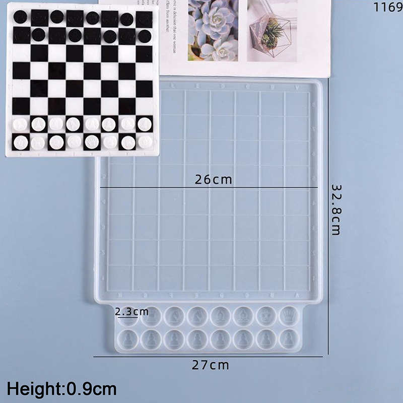 Fnvn Checkerboard Game Silicon Mold DIY Resin International Checkers Toy Mould Craft Fnvv