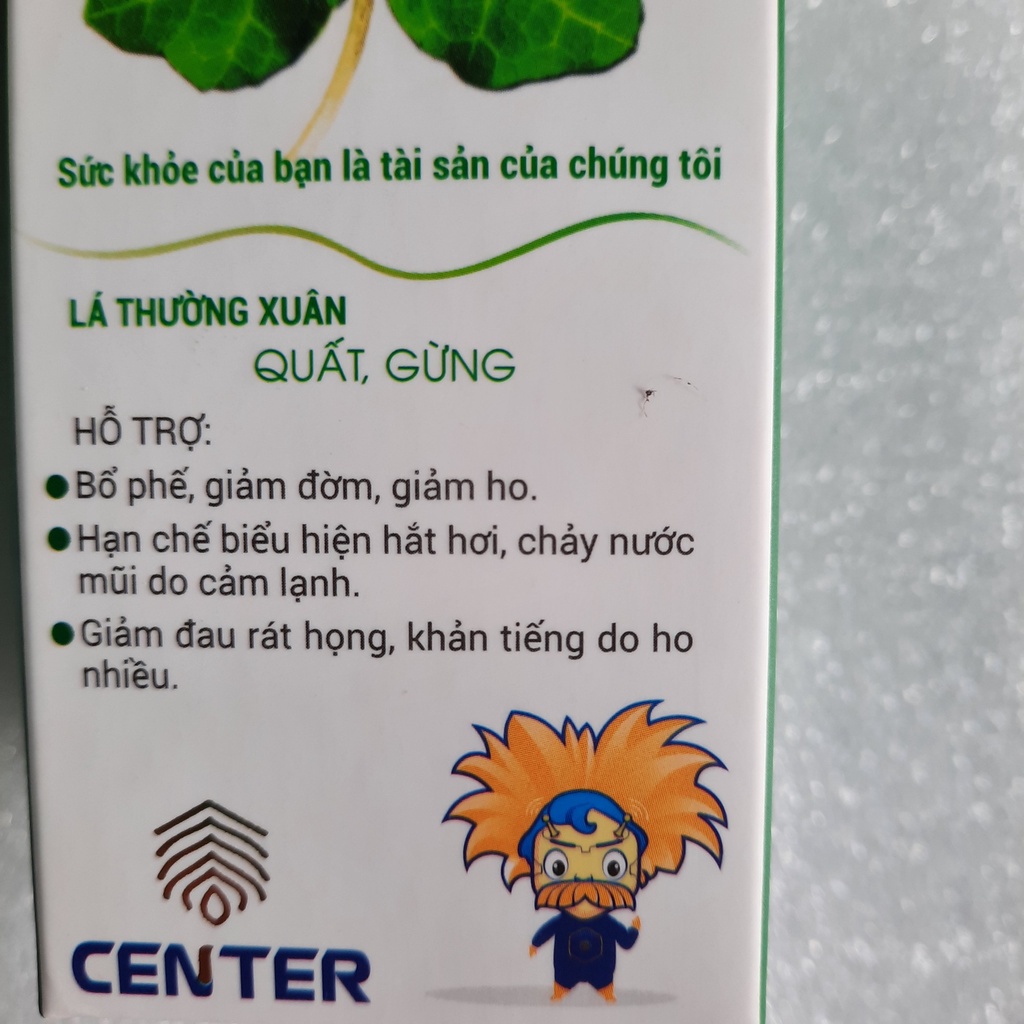 Siro ho cảm center, siro ho thảo dược cao lá thường xuân, quất, gừng, bổ phế, tiêu đờm – chai 125ml