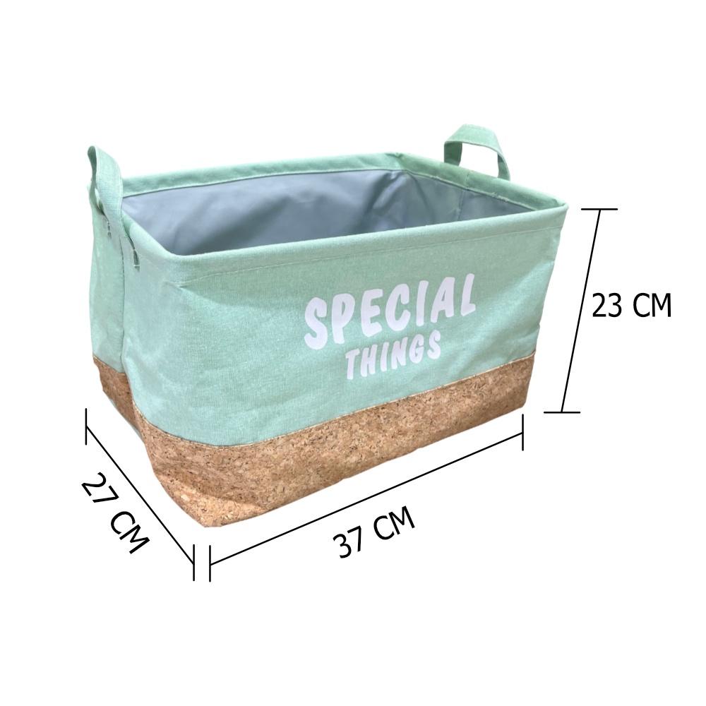 HomeBase PLIM Giỏ đựng đồ thiết kế vuông bằng Polyester M SPECIAL THINGS W37xH23xD27 cm màu xanh dương