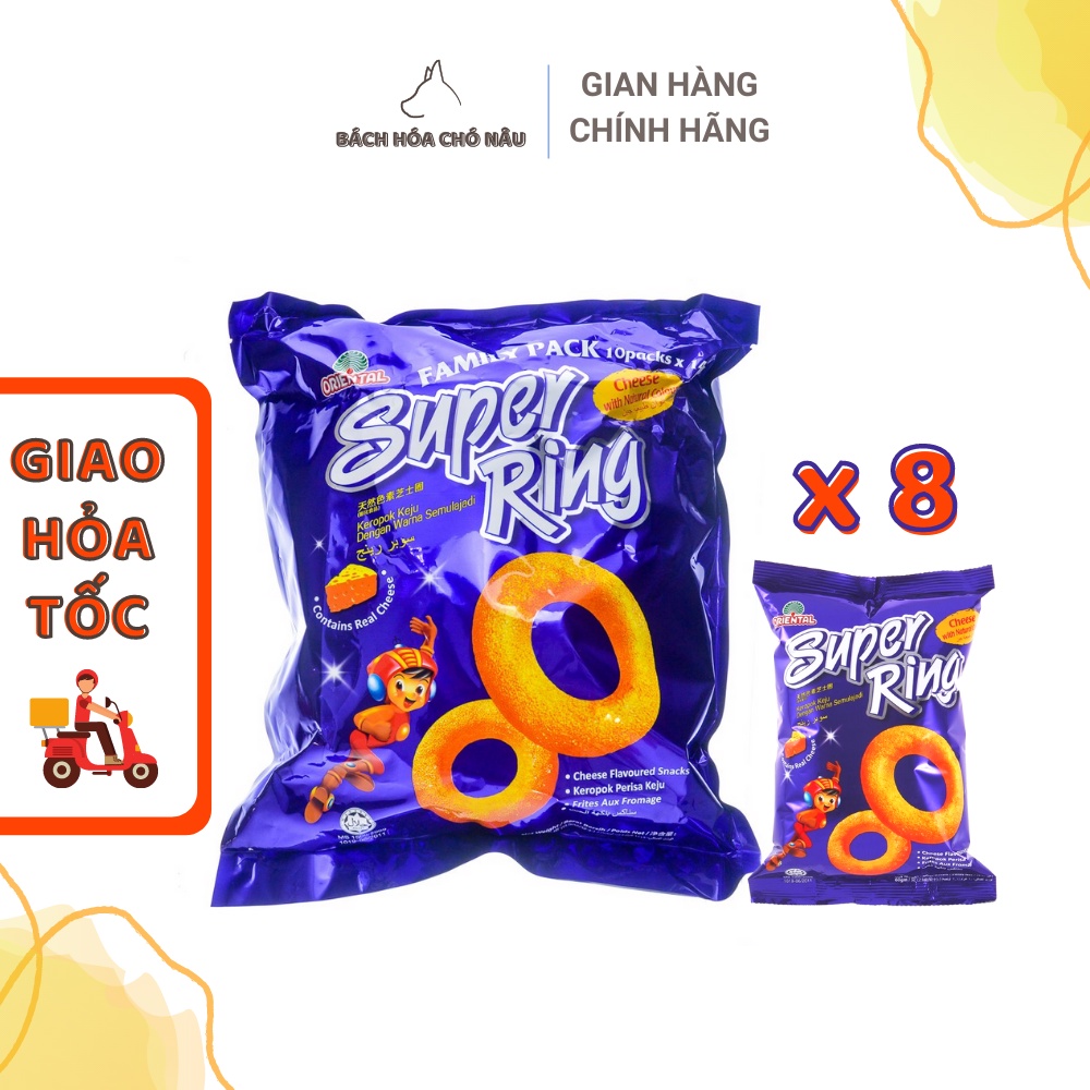 Túi 8 Gói Snack Ring Cheese Malaysia Vòng Phô Mai Cực Ngon 112GR  8x4GR/Gói