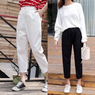 Quần baggy kaki 2 màu đen trắng ( kèm hình thật )