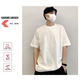 Áo thun cổ tròn tay lỡ, Áo thun Unisex tay lỡ Kadino màu đen trắng FN01