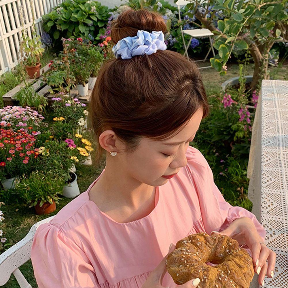 VANES1 Dây Buộc Tóc Vải Satin Màu Sắc Đơn Giản Phong Cách Retro Hàn Quốc