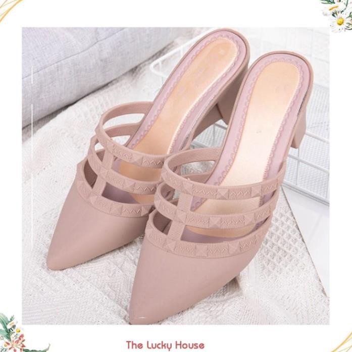 Giầy sục cao gót nữ đi mưa, dạo phố êm chân kiểu dáng dễ thương DN16