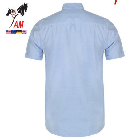 [100% ][cotton] Áo Sơ Mi Nam Ngắn Tay PIERRE Cardin Panel Short Sleeve Shirt Mens (Blue/White _ Size EU - Xách tay UK)