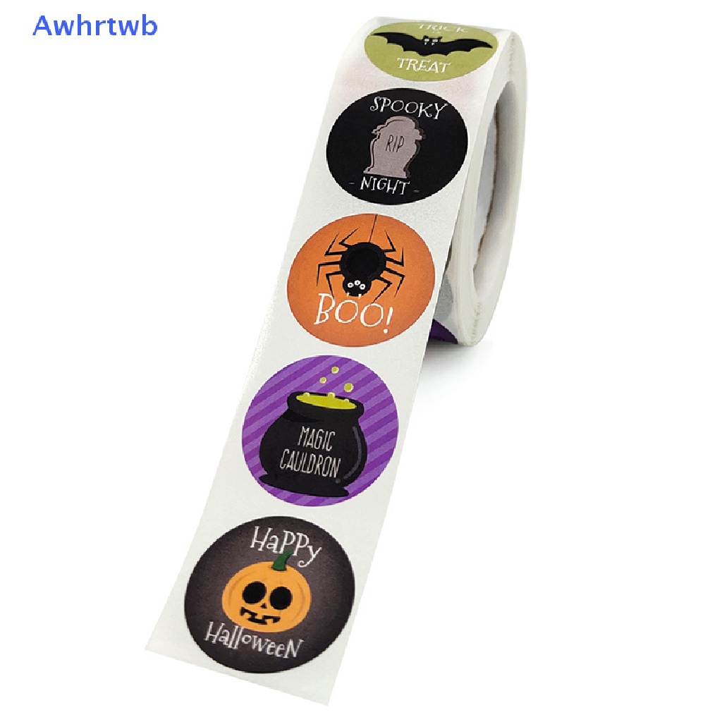 Set 500 Miếng Dán Hình Tròn 2.5CM Họa Tiết Halloween Độc Đáo Mới