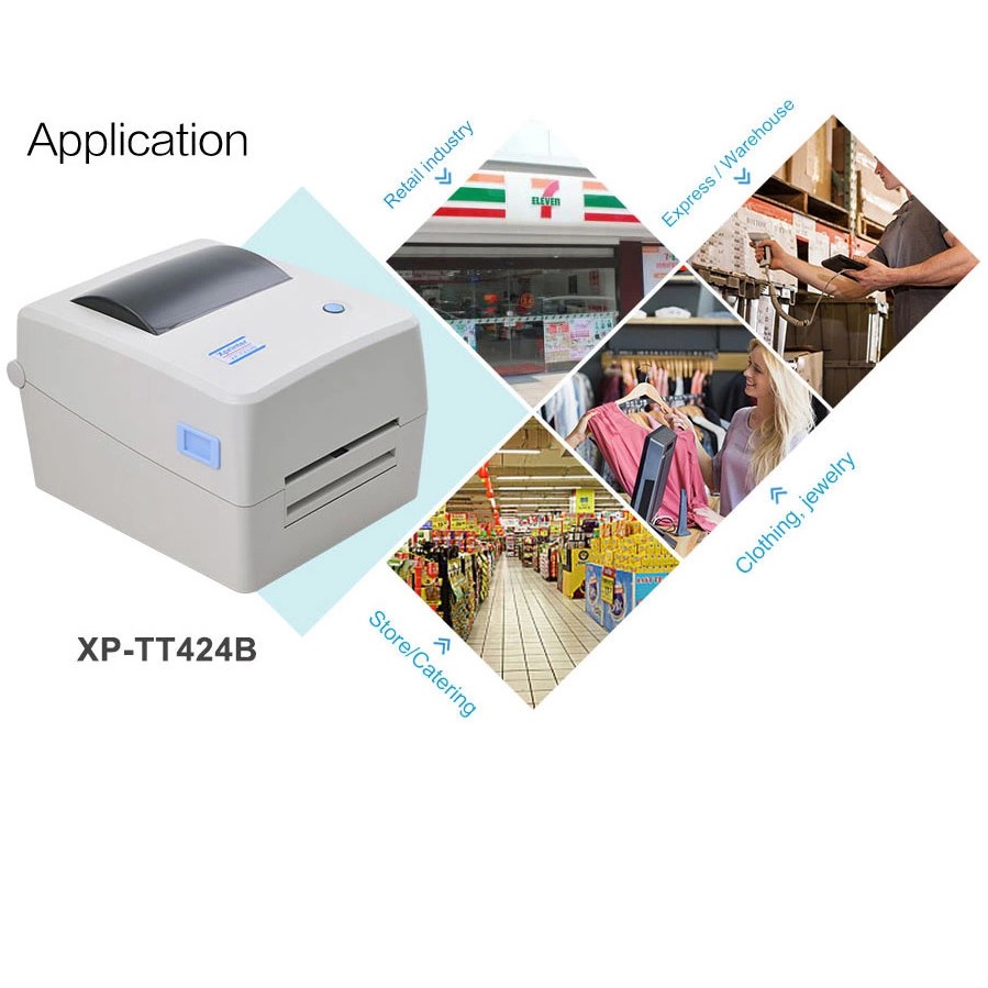 Máy in tem nhãn mã vạch, ruy băng, in đơn hàng online TMDT XPrinter XP - TT 434B