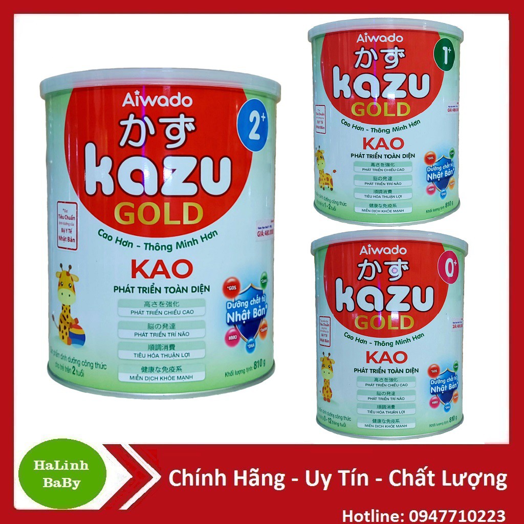 Sữa Kazu gold Kao số 0+ 1+ 2+ 810g [Date 2023]