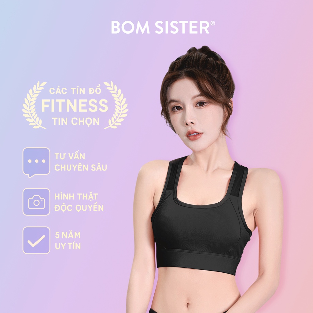 Áo lót tập Yoga - Gym croptop thun phối lưới co giãn 4 chiều mút có thể tháo rời BOM SISTER AT0056
