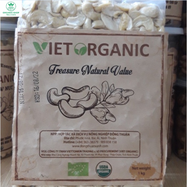 Hạt Điều nhân trắng hữu cơ vỡ đôi  bịch 1kg Organic Shop- Truly cafe
