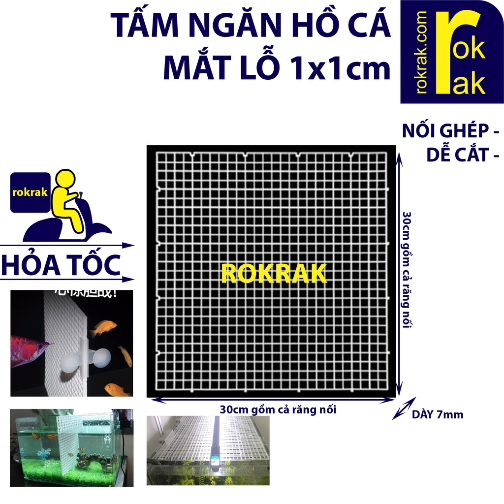 Vách ngăn bể cá | Vỉ nhựa đây mặt hồ cá 30x30 15x30 cm có thể nối ghép
