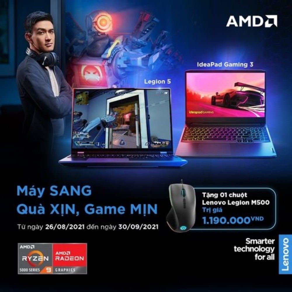 Laptop Lenovo Legion 5 15ARH05 82B500GUVN (Ryzen 5 4600H| 8GB DDR4| 512Gb SSD| GTX1650Ti 4GB| 15.6" FHD 144Hz 100%sRGB) | BigBuy360 - bigbuy360.vn