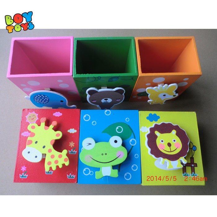 Hộp bút gỗ hình động vật bắt mắt cho bàn học ngăn nắp hơn mỗi ngày cho bé