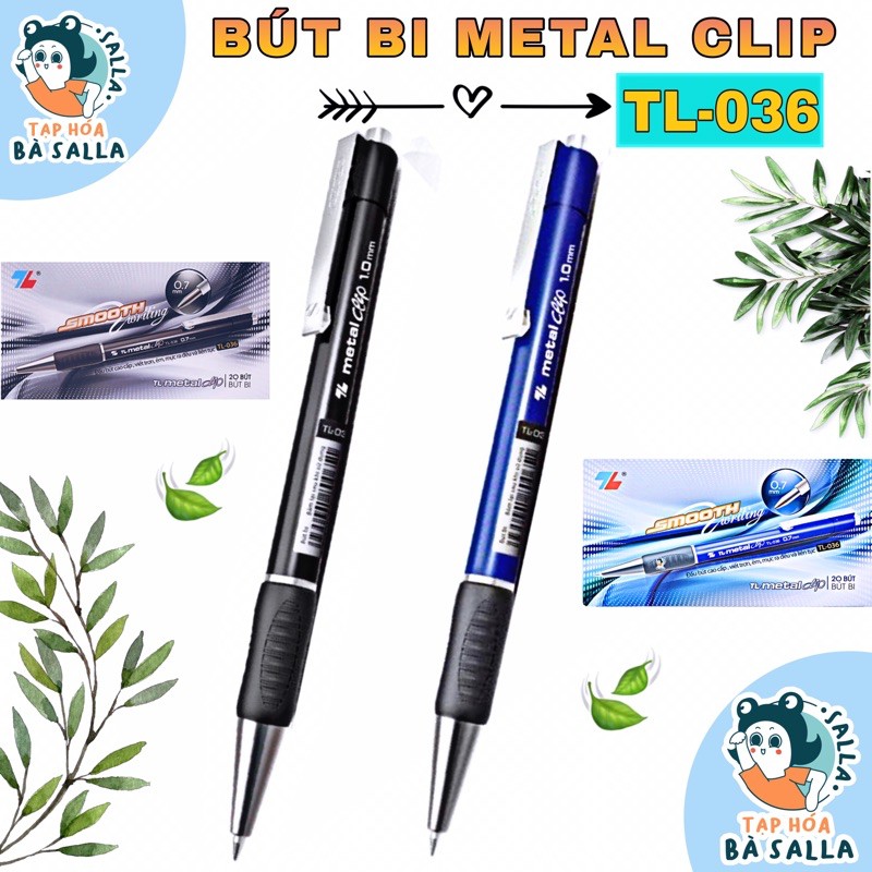 1 Cây Bút bi metal clip TL - 036 ( xanh/đen )