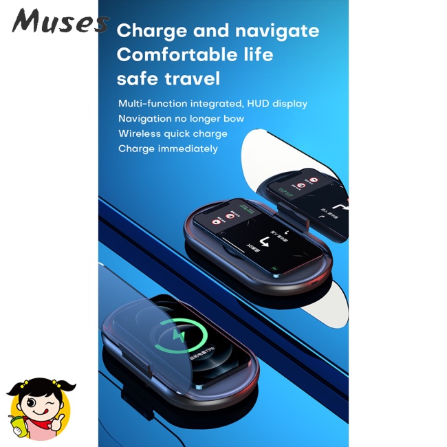 Giá Đỡ Sạc Máy Chiếu Hd Không Dây Hít Nam Châm Màn Hình Hud Cho Xe Hơi