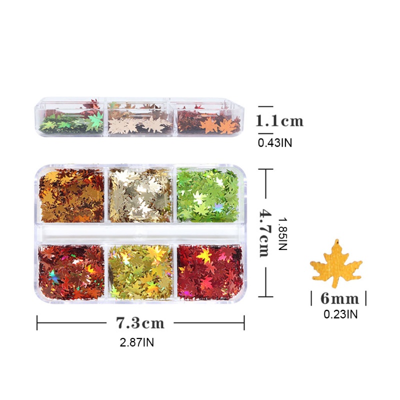 Hộp Sequin Lấp Lánh 6 Ngăn Hình Chiếc Lá Mùa Thu Năm 2021