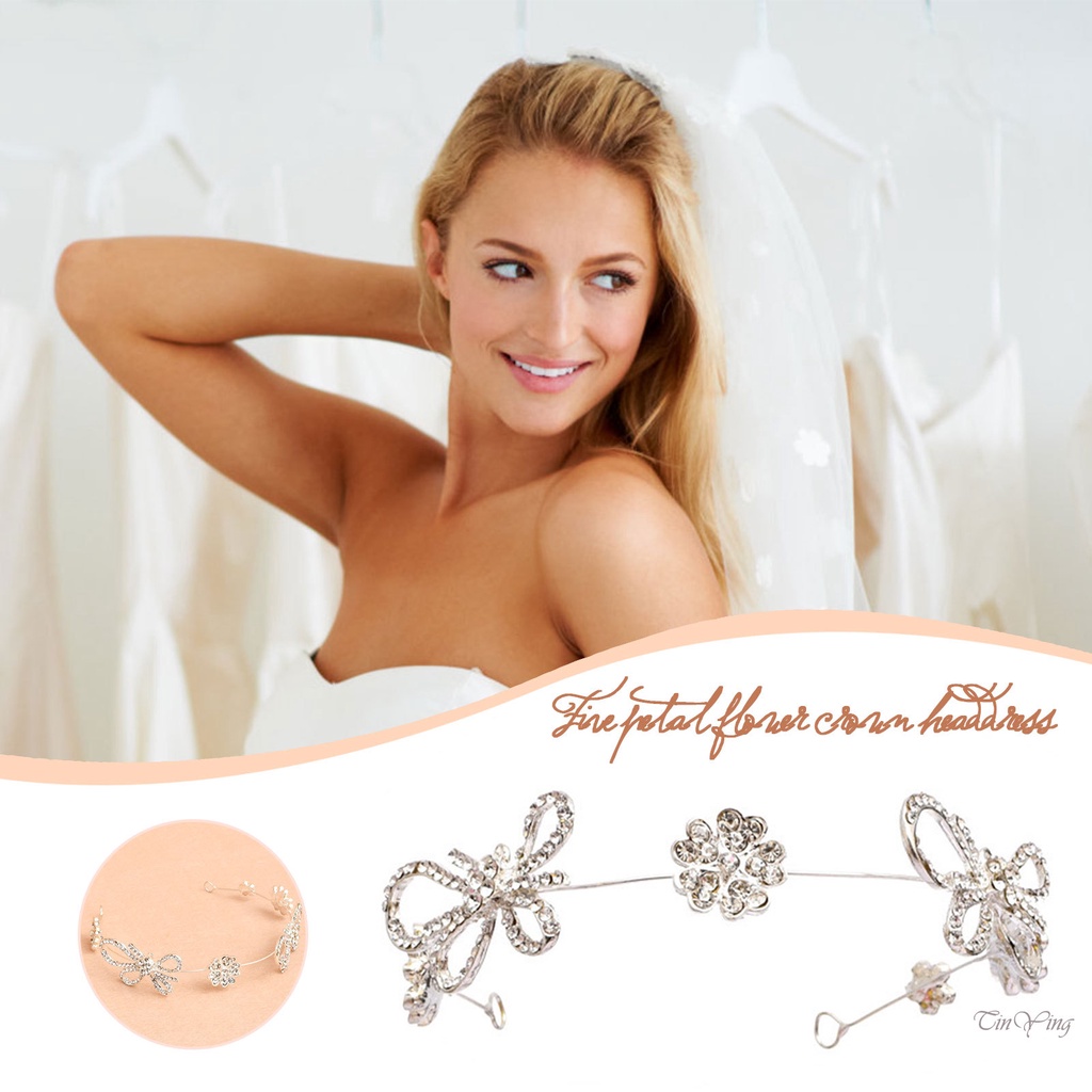 Cài tóc nữ GETNOIVAS dây hợp kim mỏng hình hoa đính đá lấp lánh