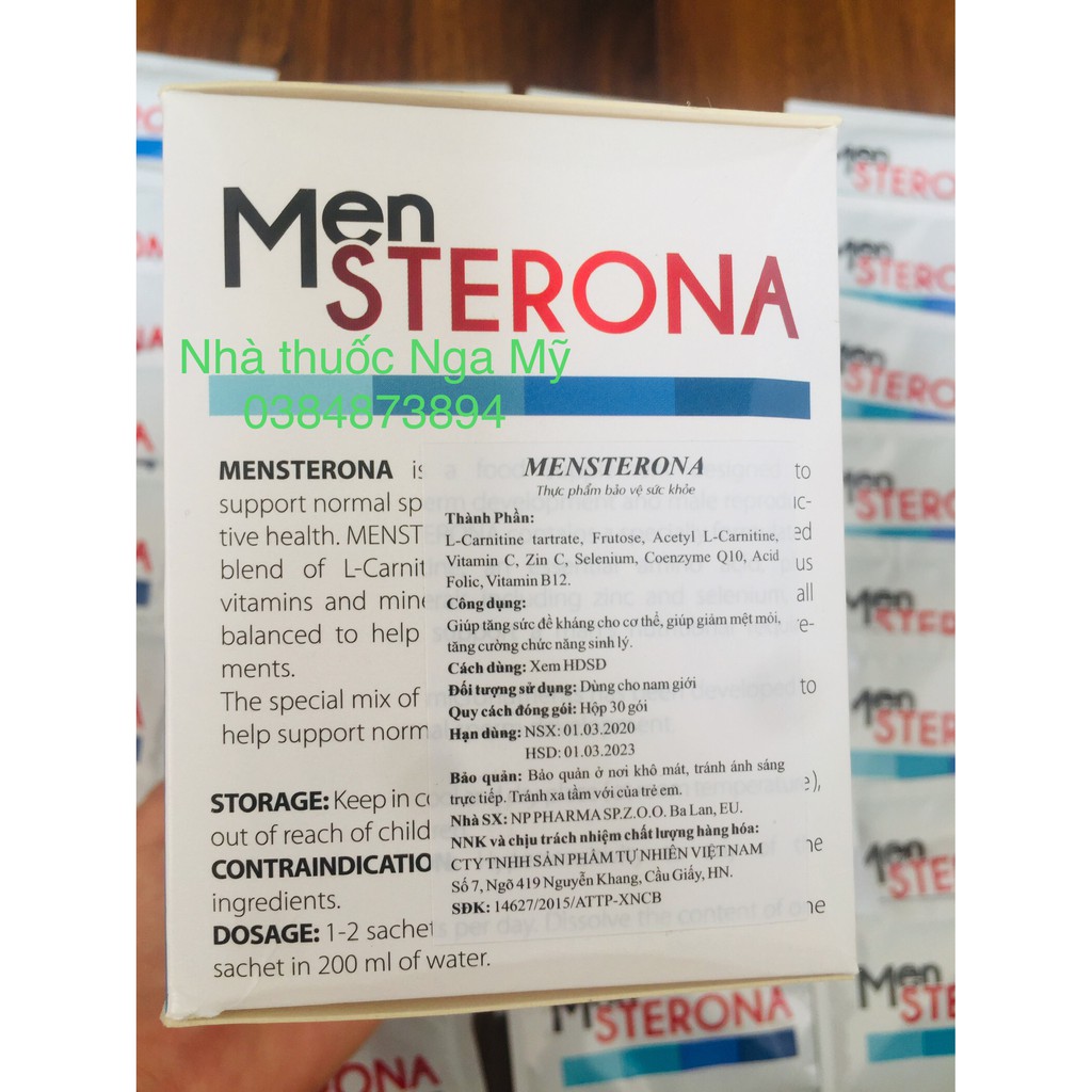 MENSTERONA - TĂNG CHẤT LƯỢNG TINH TRÙNG,HỖ TRỢ  TINH TRÙNG YẾU