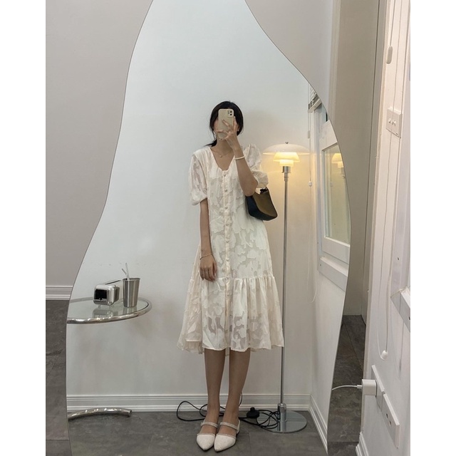 Váy suông cộc tay dáng xòe họa tiết nổi V678 SUSTORE