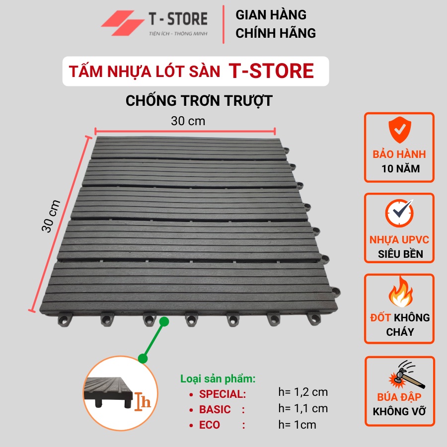 Vỉ nhựa lót sàn ban công SIENNA-Basic  loại mới siêu bền chuyên dụng cho sân vườn, bể bơi, nhà tắm