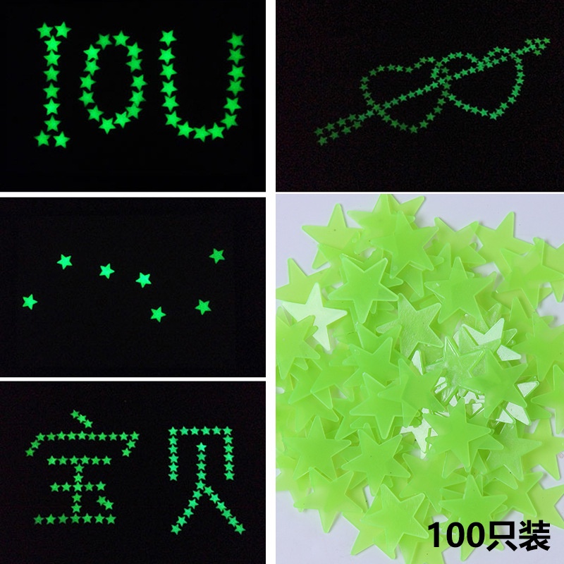 100 Ngôi Sao 3D Phát Sáng Trong Đêm Dùng Trang Trí Phòng Ngủ Cho Trẻ