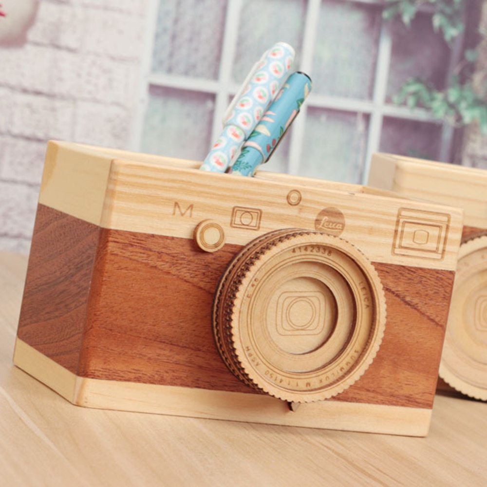 Epoch Hộp Đựng Bút Bằng Gỗ Hai Tầng Để Bàn Tiện Dụng