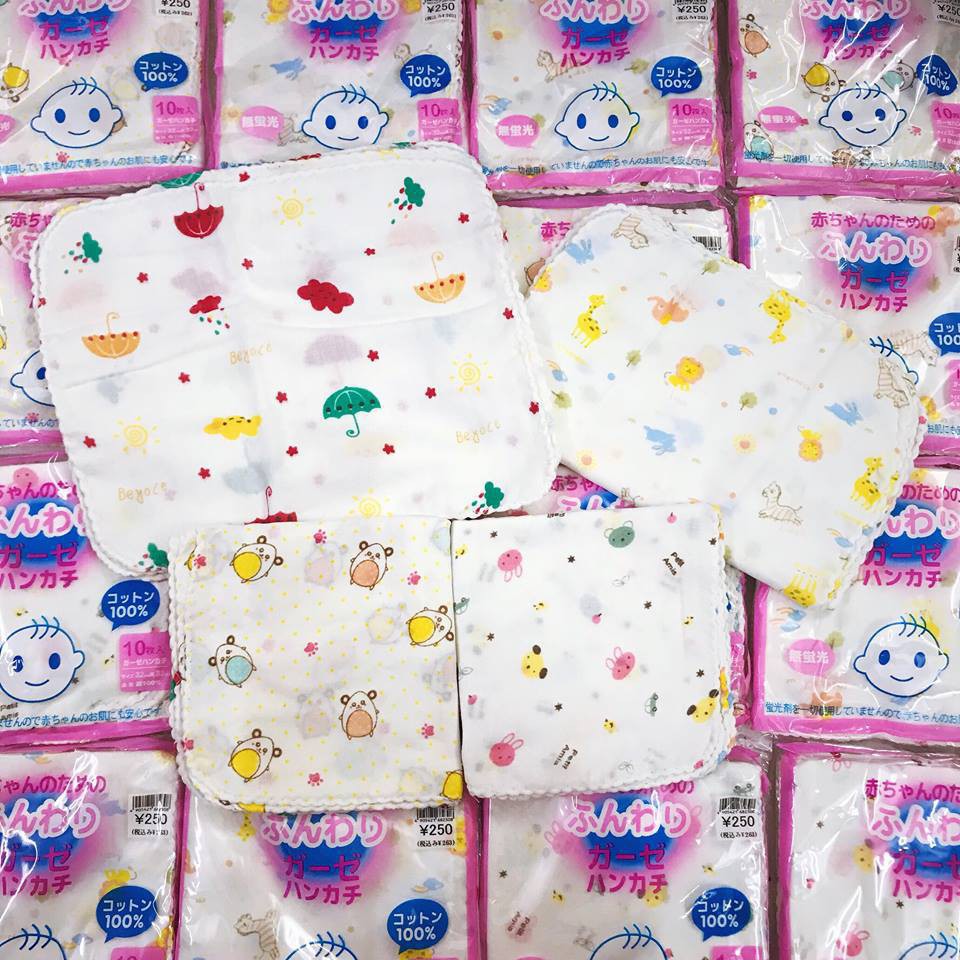 [Freeship toàn quốc từ 50k]Khăn sữa Nhật cotton mềm in hình cho bé kích thước 32*32cm