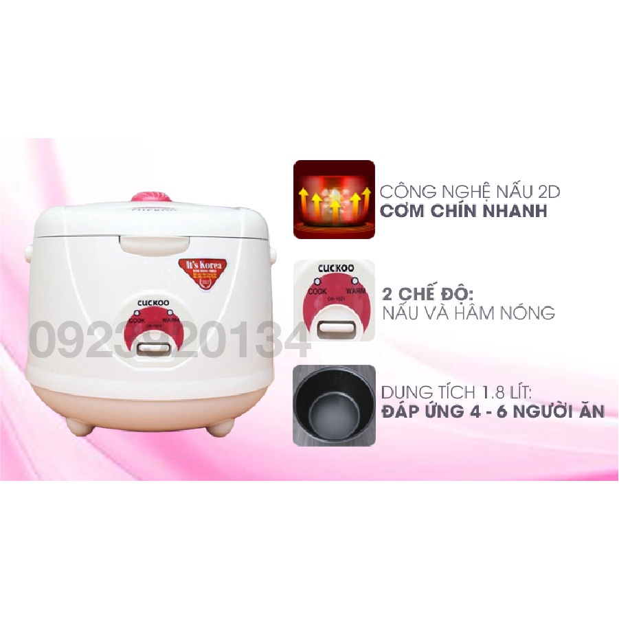 [Mã 155ELSALE giảm 7% đơn 300K] Nồi cơm điện Cuckoo CR1021