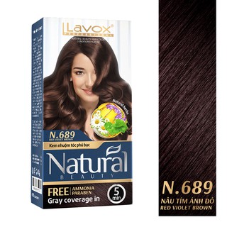 [Nâu Tím Ánh Đỏ N689] Nhuộm Tóc Thảo Dược - Không Amoniac - Siêu Dưỡng Tự Nhiên - NPB Natural Lavox 87g