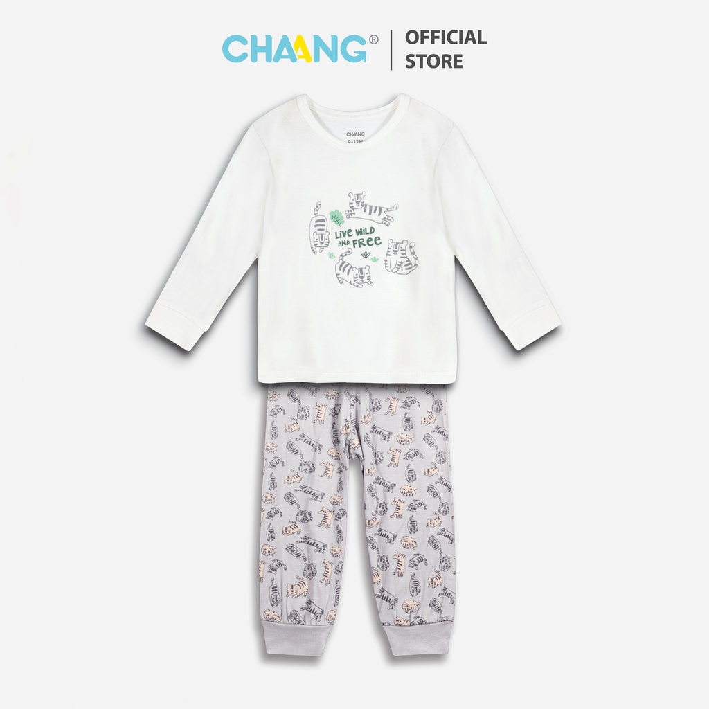 Bộ quần áo dài tay cho bé cúc vai Tigger hổ xám